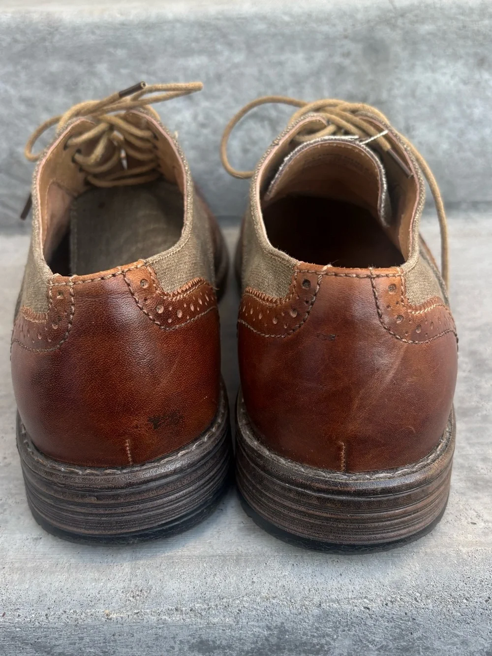 Steve Madden Camrin Brown Leather Canvas Lace Up Oxfords Size 8.5